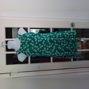 by & by fit flare green floral dress XXL